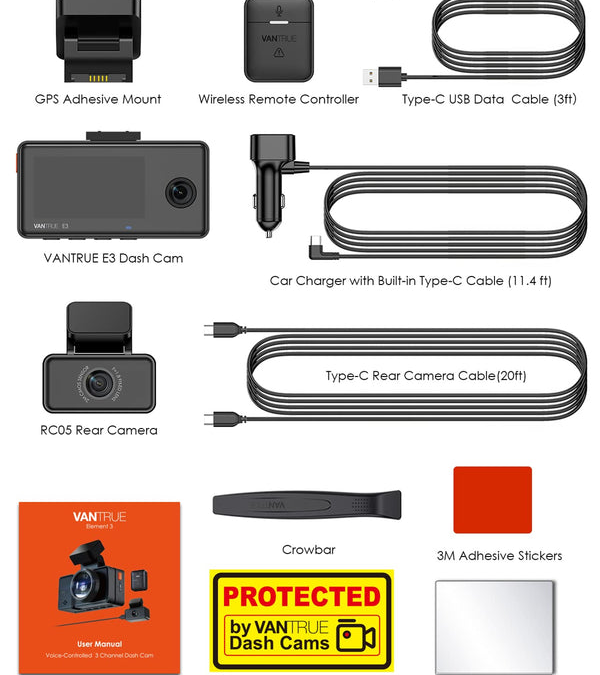 E3 dual-lens dash camera